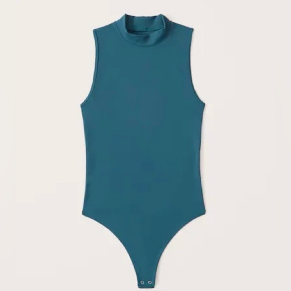 Abercrombie Soft Collection Dark Blue Cap Sleeve High Neck Bodysuit - Size Small